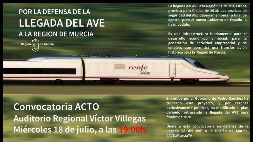 Acto en defensa de la llegada del AVE a la Región de Murcia